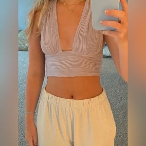 lavender halter top.